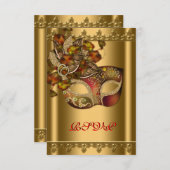 Goud Rood Masker Goud Rood Masquerade Party RSVP (Voorkant / Achterkant)