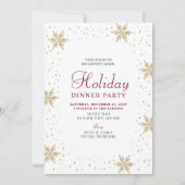 Goud & Rood Modern Bedrijfs Kerst Eetfeest Kaart (Voorkant)
