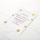 Goud & Rood Modern Kerstmis Vakantie Diner Party Folie Uitnodiging (Gedraaid)