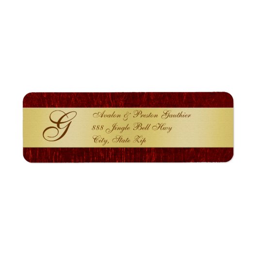 Goud & Rood Monogram Nieuwjaar Labels (Voorkant)