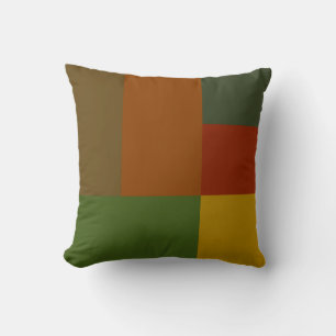 Goud Rood Olijfgroen Oranje Kleur Blok Print Kussen