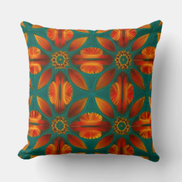 Goud rood oranje blauwgroen groen met Marokkaanse  Kussen