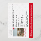 Goud & Rood Paspoort Unieke Trouwfoto Folie Uitnodiging (Achterkant)