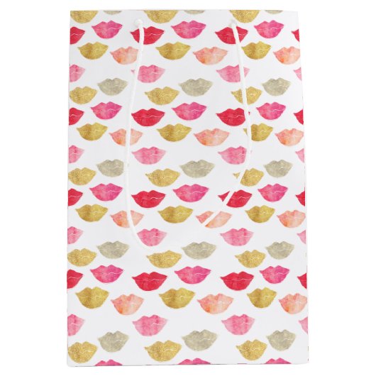 Goud Rood Roze Waterverf Lippen Medium Cadeauzakje (Voorkant)