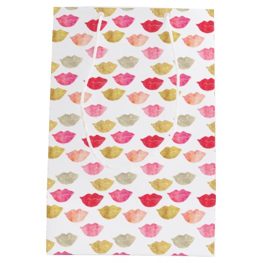 Goud Rood Roze Waterverf Lippen Medium Cadeauzakje (Achterkant)