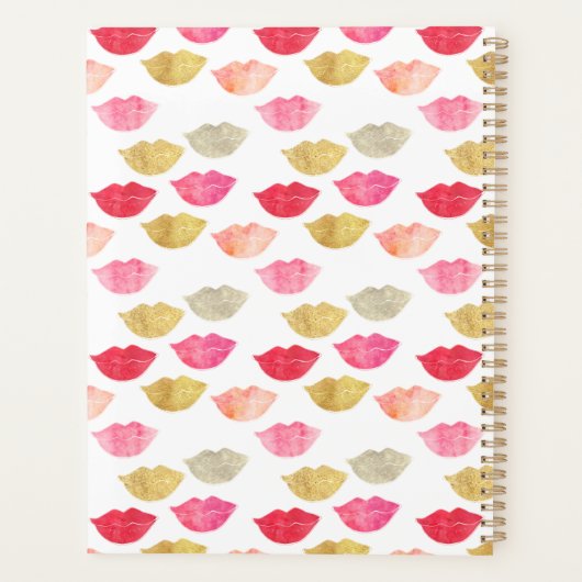 Goud Rood Roze Waterverf Lippen Planner (Achterkant)