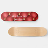 Goud Rood Ruitend Leder Persoonlijk Skateboard (Horizontaal)