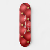 Goud Rood Ruitend Leder Persoonlijk Skateboard (Voorkant)