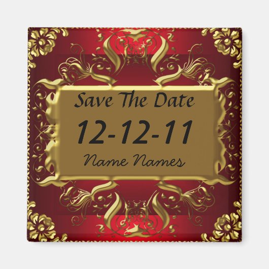 Goud Rood Save the Date rode magneet (Voorkant)