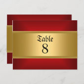 Goud Rood Trouwtafel Nummers Goud Rood Briefkaart (Voorkant / Achterkant)