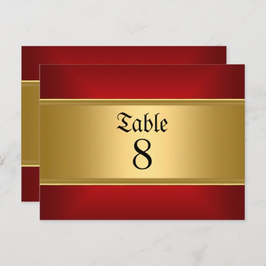 Goud Rood Trouwtafel Nummers Goud Rood Briefkaart (Voorkant / Achterkant)