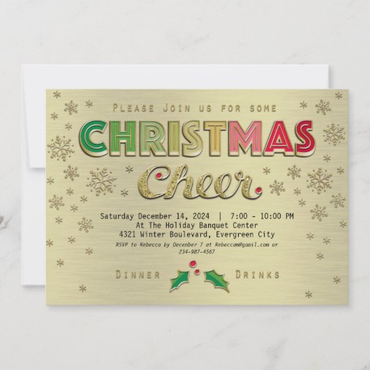 Goud Rood Typografie Kerstfeest Kaart (Voorkant)