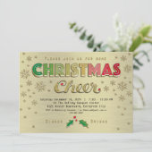 Goud Rood Typografie Kerstfeest Kaart (Staand voorkant)