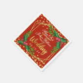 Goud Rood Vakantie Kerst Trouwfeest Holly Servet (Hoek)