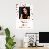 Goud Rood Verjaardagsfeestje Custom 20x30 Foto Poster (Thuiskantoor)