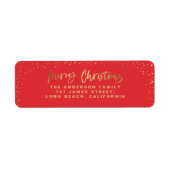 Goud rood Vrolijke Kerststerren Etiket (Voorkant)