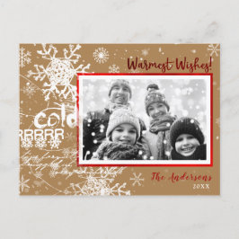 Goud & Rood Winter Warm Wensen Vakantie Moderne Fo Feestdagenkaart