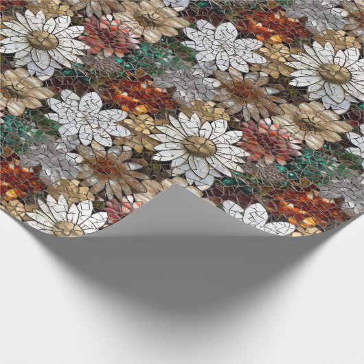 Goud Rood Wit Bloemen Cadeaupapier (Hoek)