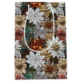 Goud Rood Wit Bloemen Medium Cadeauzakje (Voorkant)