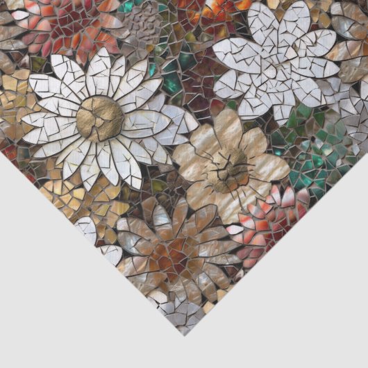 Goud Rood Wit Bloemen Tissuepapier (Detail)