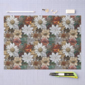 Goud Rood Wit Bloemen Tissuepapier (Craft)