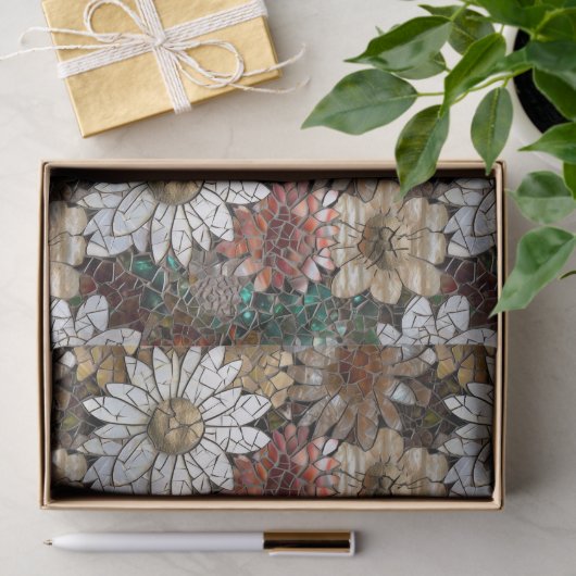 Goud Rood Wit Bloemen Tissuepapier (Geschenk)