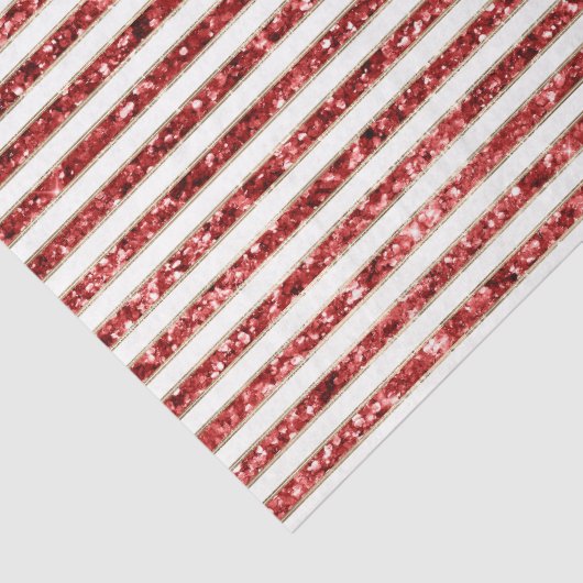 Goud Rood Wit Glitter Stripes Kerstmis Tissuepapier (Detail)