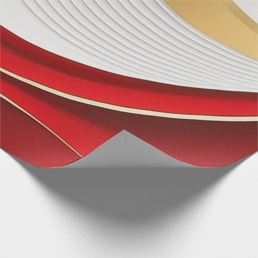 Goud Rood Wit Golvend Patroon Verpakkend Document Cadeaupapier (Hoek)