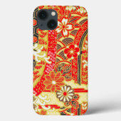 Goud Rood Wit Japans Kimono Bloemen Case-Mate iPhone Case (Achterkant)