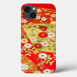  Goud Rood Wit Japans Kimono Bloemen Case-Mate iPhone Case