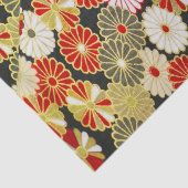 Goud Rood Wit Japans Kimono Bloemen Decoupage Tissuepapier (Detail)