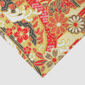 Goud Rood Wit Japans Kimono Bloemen Decoupage Tissuepapier (Detail)
