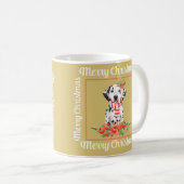 Goud Rood Wit Prettig Kerstfeest Dalmatiër Koffiemok (Voorkant rechts)
