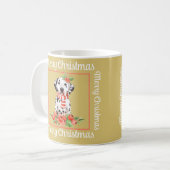 Goud Rood Wit Prettig Kerstfeest Dalmatiër Koffiemok (Voorkant links)