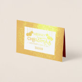 Goud Rood Wit Vrolijk Kerstfeest & Gelukkig Nieuwj Folie Kaarten (Voorkant)