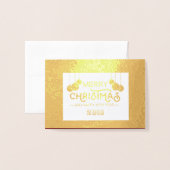 Goud Rood Wit Vrolijk Kerstfeest & Gelukkig Nieuwj Folie Kaarten (Voorkant met envelop)