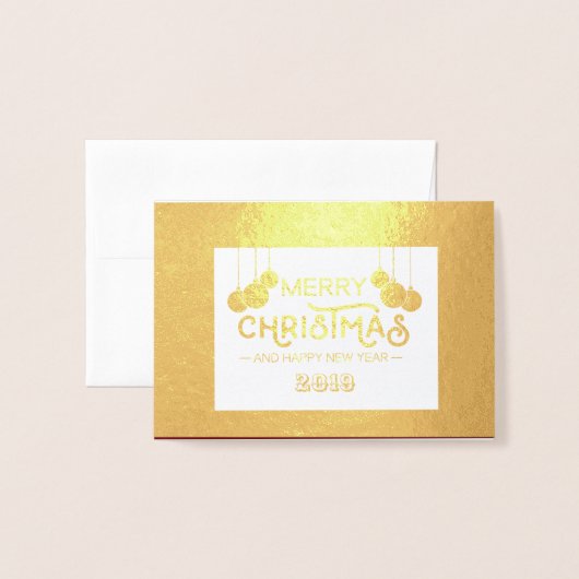 Goud Rood Wit Vrolijk Kerstfeest & Gelukkig Nieuwj Folie Kaarten (Voorkant met envelop)