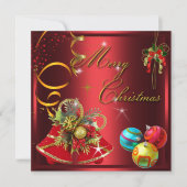 Goud Rood Xmas Feest Kaart (Voorkant)