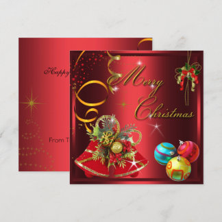 Goud Rood Xmas Feest Kaart