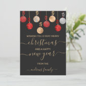 Goud Rood Zilver Glitter Hanger Kerstornament Feestdagenkaart (Staand voorkant)