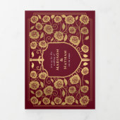 Goud Rood Zwaard Schild Middeleeuwse Fantasy Weddi Drieluik Uitnodiging (Cover)