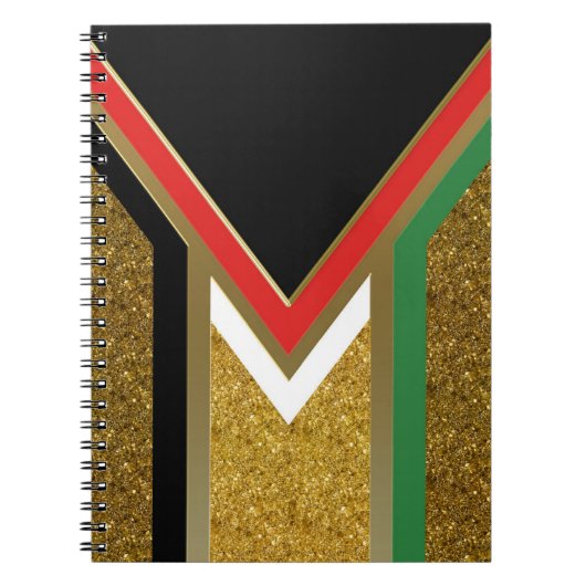 Goud + Rood Zwart Groen Wit Geometrie Notitieboek (Voorkant)