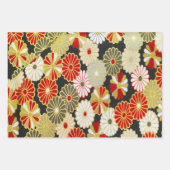 Goud Rood Zwart Japans Kimono Bloemen Decoupage Inpakpapier Vel (Voorkant 2)
