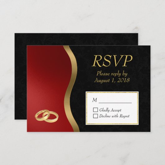 Goud Rood & Zwart RSVP (Voorkant / Achterkant)