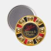 Goud, Rood & Zwart Vegas Casino Chip Favor Magneet (Voorkant / Achterkant)