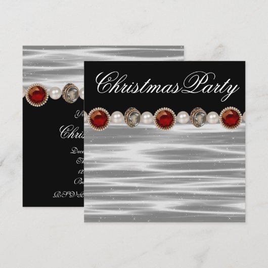 Goud Rood Zwart Wit Kerstfeest Kaart (Voorkant / Achterkant)