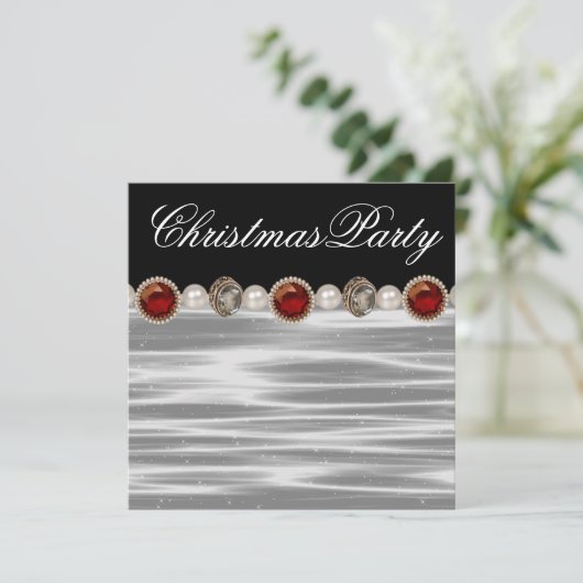 Goud Rood Zwart Wit Kerstfeest Kaart (Staand voorkant)