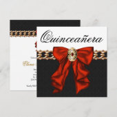 Goud Rood Zwart Wit Quinceanera Kaart (Voorkant / Achterkant)