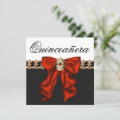 Goud Rood Zwart Wit Quinceanera Kaart (Staand voorkant)