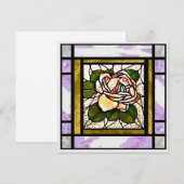 Goud Roos Art Deco Lila Glas in lood Kaart (Voorkant / Achterkant)